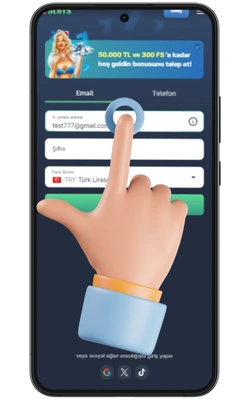 7Slots APK ya kayıt icin telefon numarası ve e-posta
