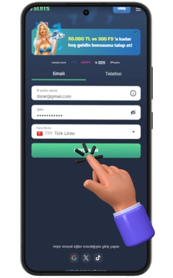 7Slots uygulamasına nasıl kayıt olunacagına dair kılavuz