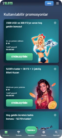 7Slots uygulamasındaki bonuslar